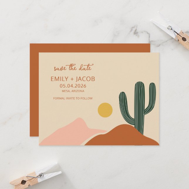 Boho Desert Simple Wedding Save the Date (Vorderseite/Rückseite Beispiel)