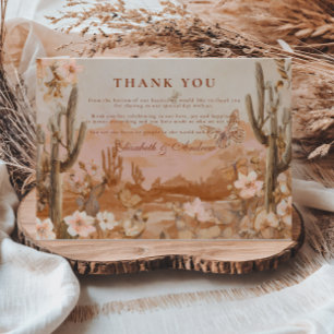Boho Desert Sunset Cactus Wedding Dankeskarte