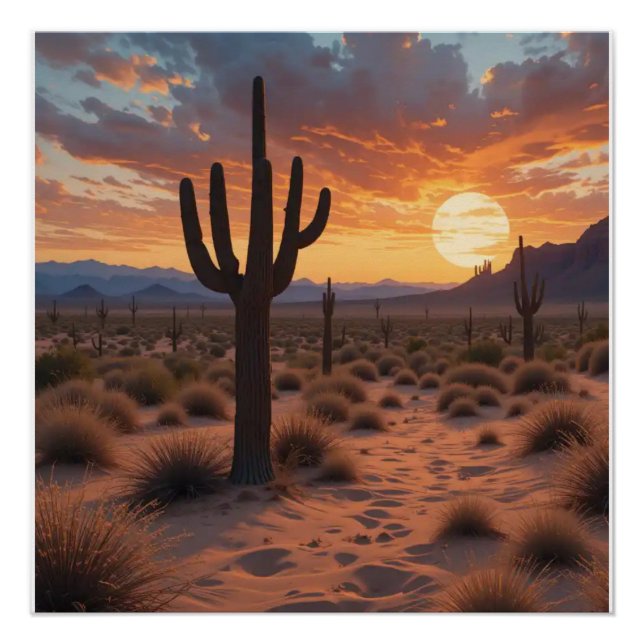 Boho Desert Sunset Poster (Vorderseite)