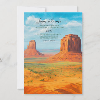 Boho Desert Wedding Invitation Monument Valley AZ