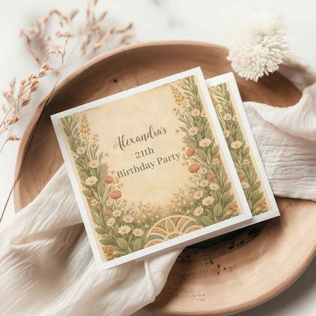 Boho Desert Wildflower Birthday Serviette (Von Creator hochgeladen)