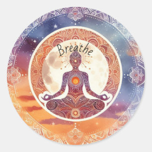 Boho Design, Atmung, Meditation, Selbstversorgung Runder Aufkleber