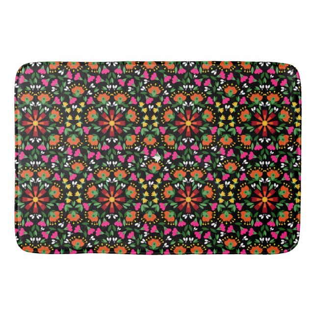 Boho Design Bold Color Floral Badematte (Vorderseite)