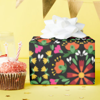 Boho Design Bold Color Floral Geschenkpapier