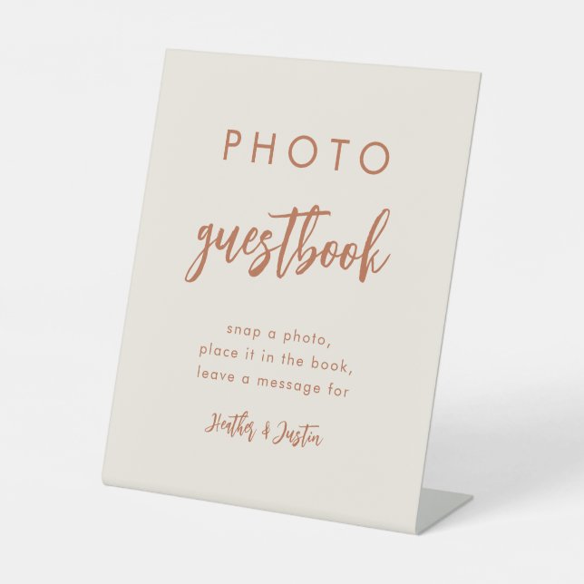 Boho Dessert Wedding Foto Gästebuch signieren Sockelschild (Vorderseite)