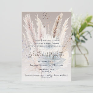 Boho d'hiver Mariage Floral Invitation beige