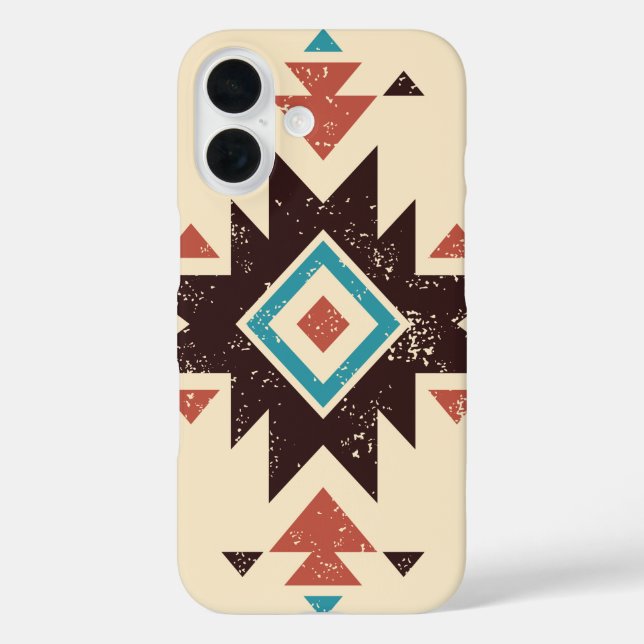 Boho-Diamant-Emblem iPhone 16 Hülle (Rückseite)
