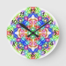 Boho Diamond Mandala Round Clock