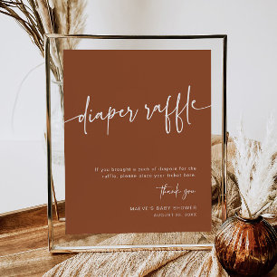 Boho Diaper Raffle Signing Minimaler Moderner Rost Poster