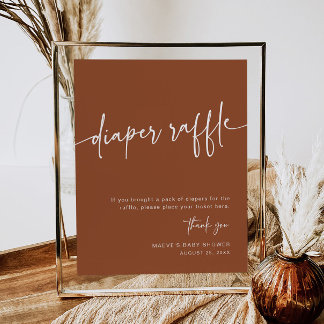 Boho Diaper Raffle Signing Minimaler Moderner Rost Poster