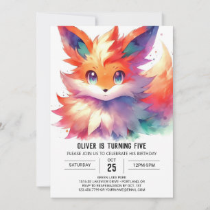 Boho Digital Fox Birthday Einladung