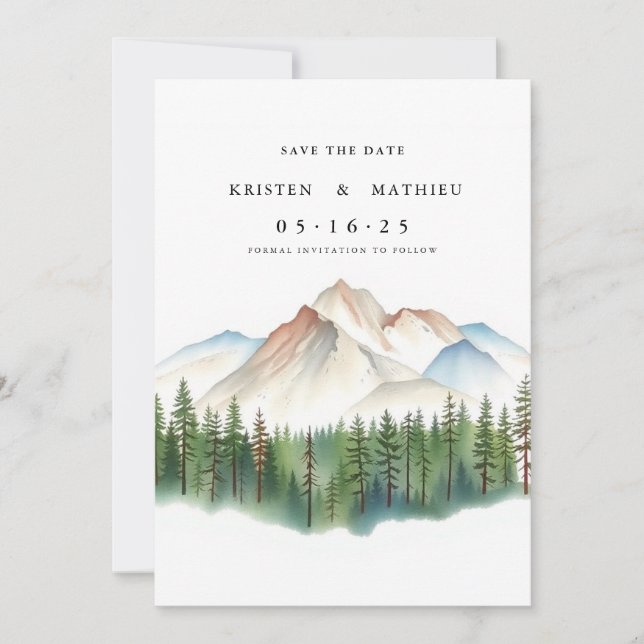 Boho Digital Mountain Save The Date (Vorderseite)