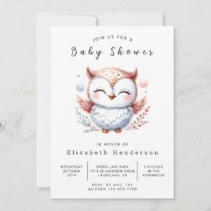 Boho Digital Owl Baby Dusche Einladung
