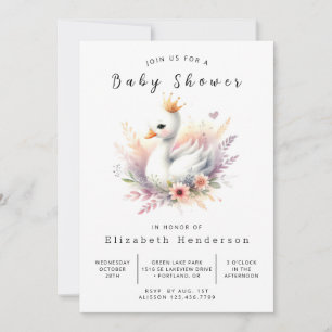 Boho Digital Swan Baby Shower Einladung