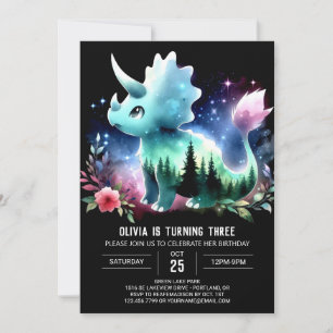 Boho Dino Triceratops Geburtstag Einladung