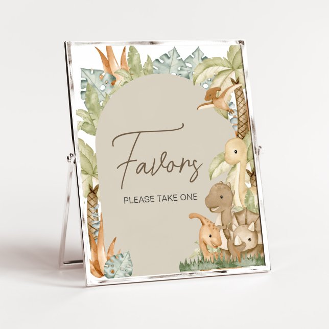 Boho Dinosaur Baby Duwer Favoriten Poster (Gender Neutral Dino Baby Shower Favors Sign)