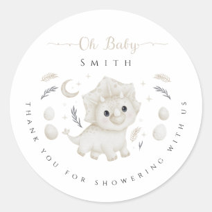Boho-Dinosaur schlüpft bald Baby Shower Vielen Dan Runder Aufkleber