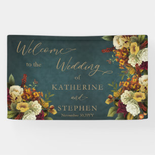 Boho Dk Aquamarin - Orange Red Floral Bouquet We Banner