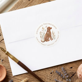 Boho Dog Lover New Home Floral Celestial Art Runder Aufkleber