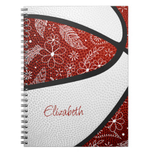 Boho-Doodle-Blumen marineweiß Basketball Notizblock