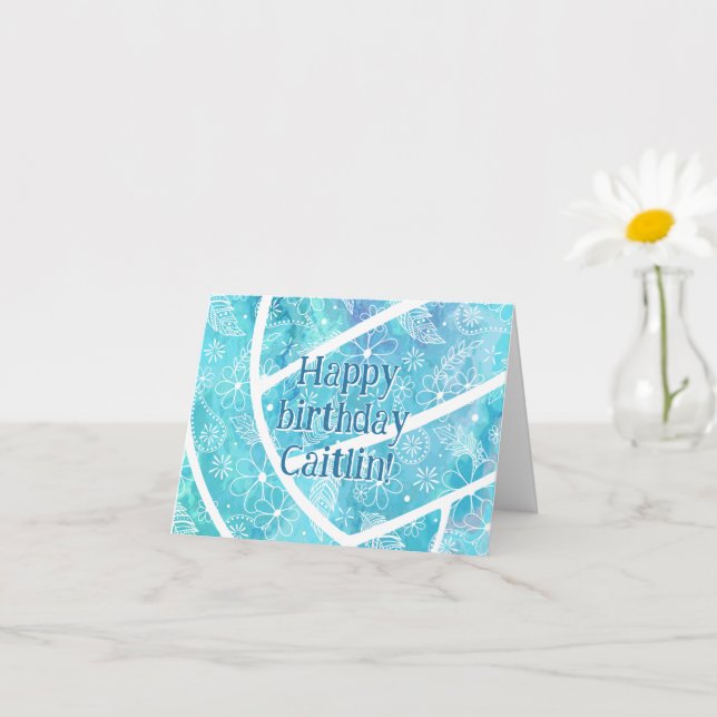Boho doodle floral türkis Volleyball Geburtstag Karte (Kleines Gewächs)