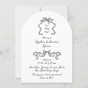 Boho Doodle handschriftlich Retro Schwarz & Weiß E Einladung
