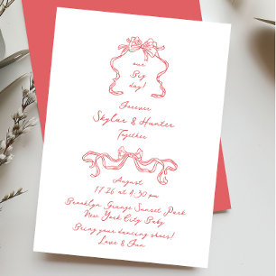 Boho Doodle Handwriting Retro Verona Red White Einladung