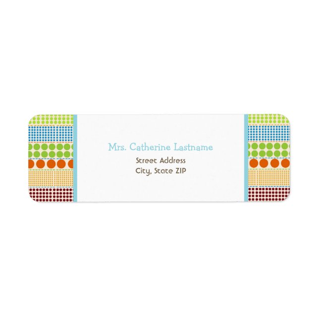 Boho Dots & Blue Address Label-Aufkleber (Vorne)
