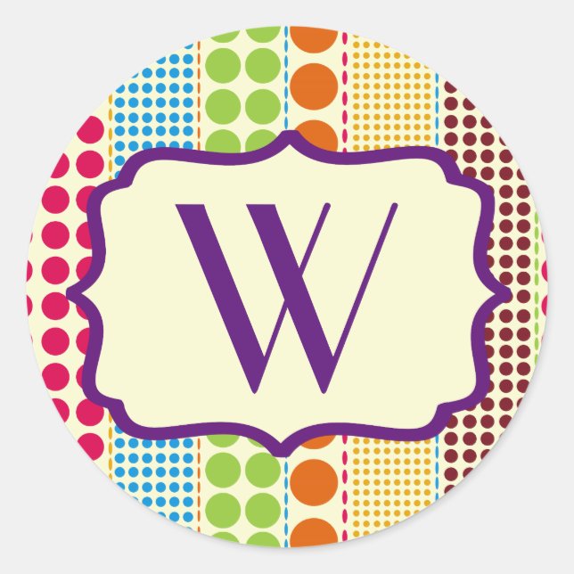 Boho Dots Monogram Sticker (Vorderseite)