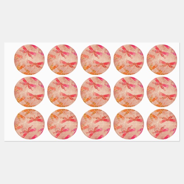 Boho Dragonfis in Rosa Etiketten (Blatt)