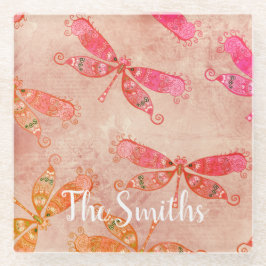 Boho Dragonfis in Rosa Glasuntersetzer