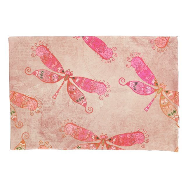 Boho Dragonfis in Rosa Kissenbezug (Vorderseite)