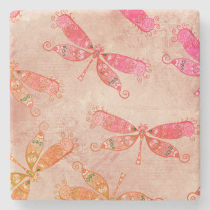 Boho Dragonfis in Rosa Steinuntersetzer