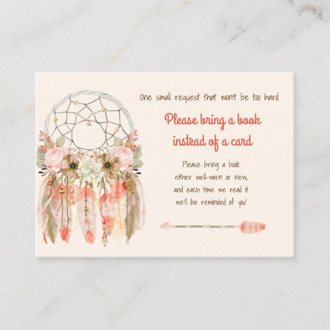 Boho Dream Catcher Babydusche Buchungsanfrage Begleitkarte (Vorderseite)