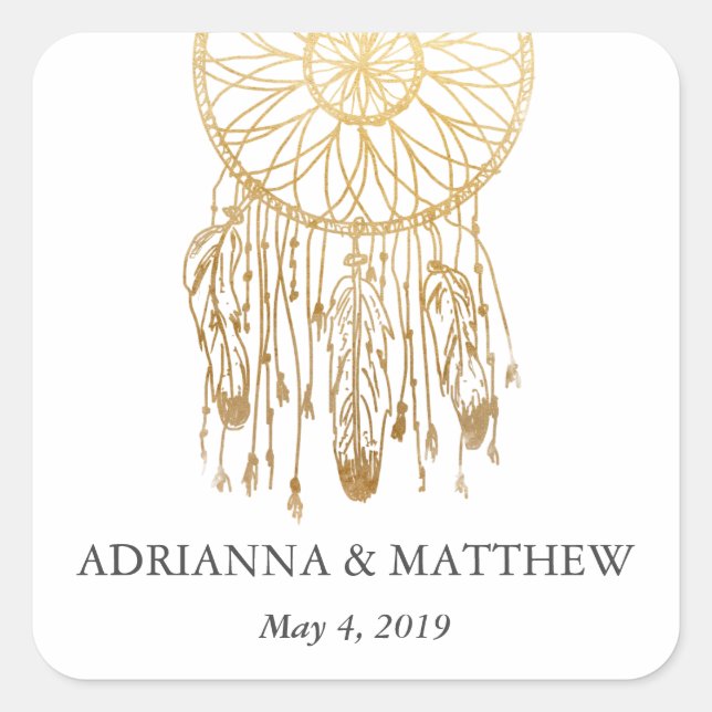 Boho Dream Catcher Imitate Quadratischer Aufkleber (Vorderseite)