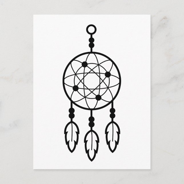 Boho Dream Catcher Native American Tribal Black Postkarte (Vorderseite)