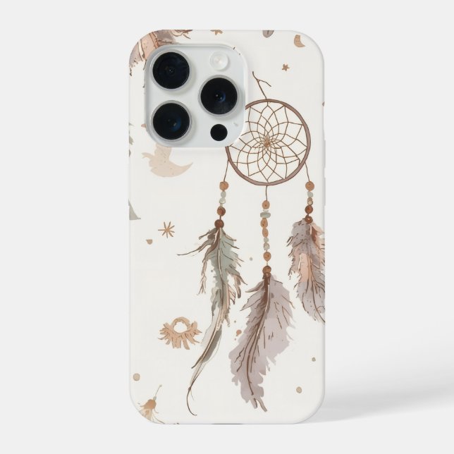 Boho Dream Catcher Phone Case Ethereal Feathers iPhone 15 Pro Hülle (Rückseite)