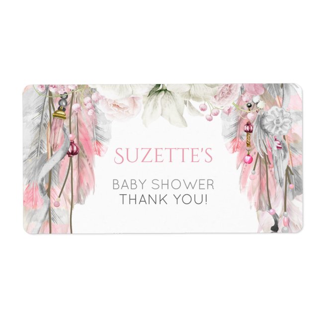 Boho Dream Catcher Pink Gray Ivory Floral Feathers (Vorne)