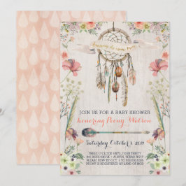 Boho Dream Catcher Rustic Baby Shower Einladungen