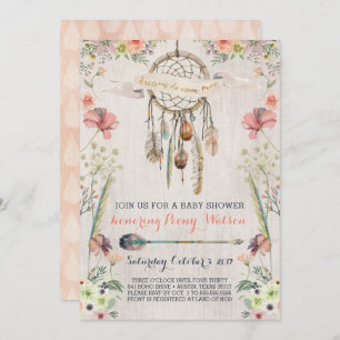 Boho Dream Catcher Rustic Baby Shower Einladungen