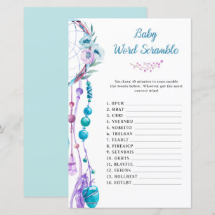 Boho Dreamcatcher Baby Dusche Word Scramble