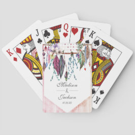 Boho Dreamcatcher & Feathers Pink Gastgeschenk Hoc Spielkarten