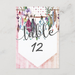 Boho Dreamcatcher & Federn Hochzeit Tischnummern
