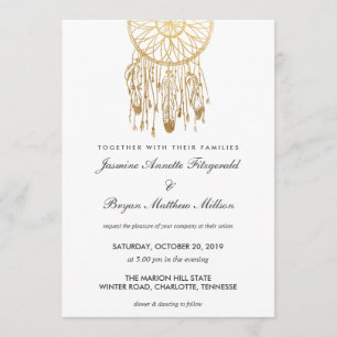 Boho Dreamcatcher Imitat-Goldfolien-Stammes- Einladung