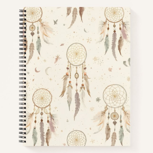 Boho Dreamcatcher Journal | Ethereal Feathers Notizbuch (Vorderseite)