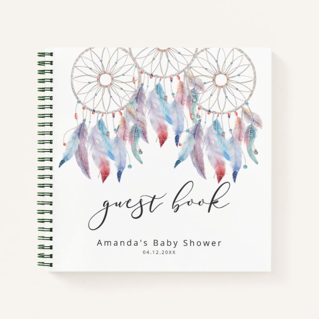 Boho Dreamcatcher Livre d'hôtes Baby shower modern (Devant)