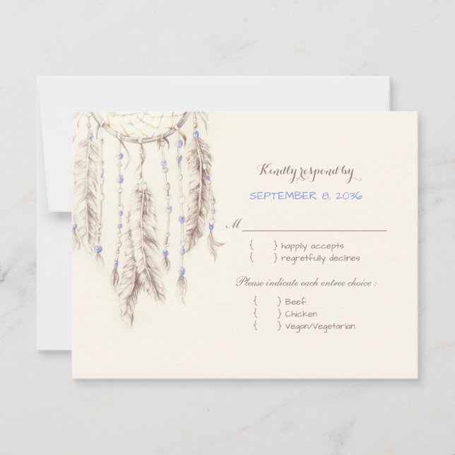 Boho Dreamcatcher Meal Choice Wedding RSVP (Vorderseite)
