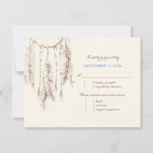 Boho Dreamcatcher Meal Choice Wedding RSVP Karte
