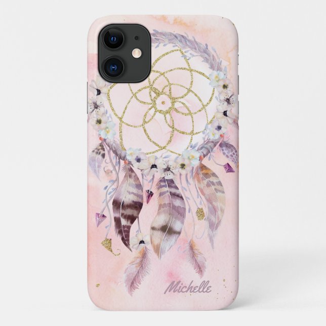 Boho Dreamcatcher mit Name Case-Mate iPhone Hülle (Rückseite)