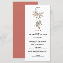 Boho Dreamcatcher Pampas Grass Feathers Floral Menükarte